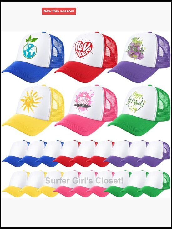 24pcs Trucker Hats Bulk DIY Blank Mesh Baseball Cap Adjustable Sublimation main image 6